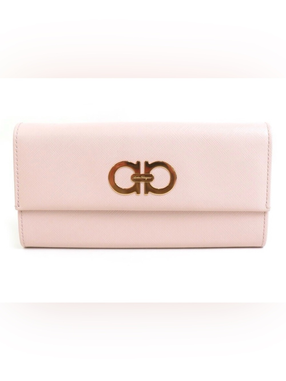 Salvatore Ferragamo Pale Pink Gancini Logo long continental wallet